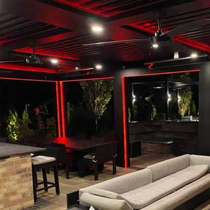 StruXure lighting and screens for your pergola