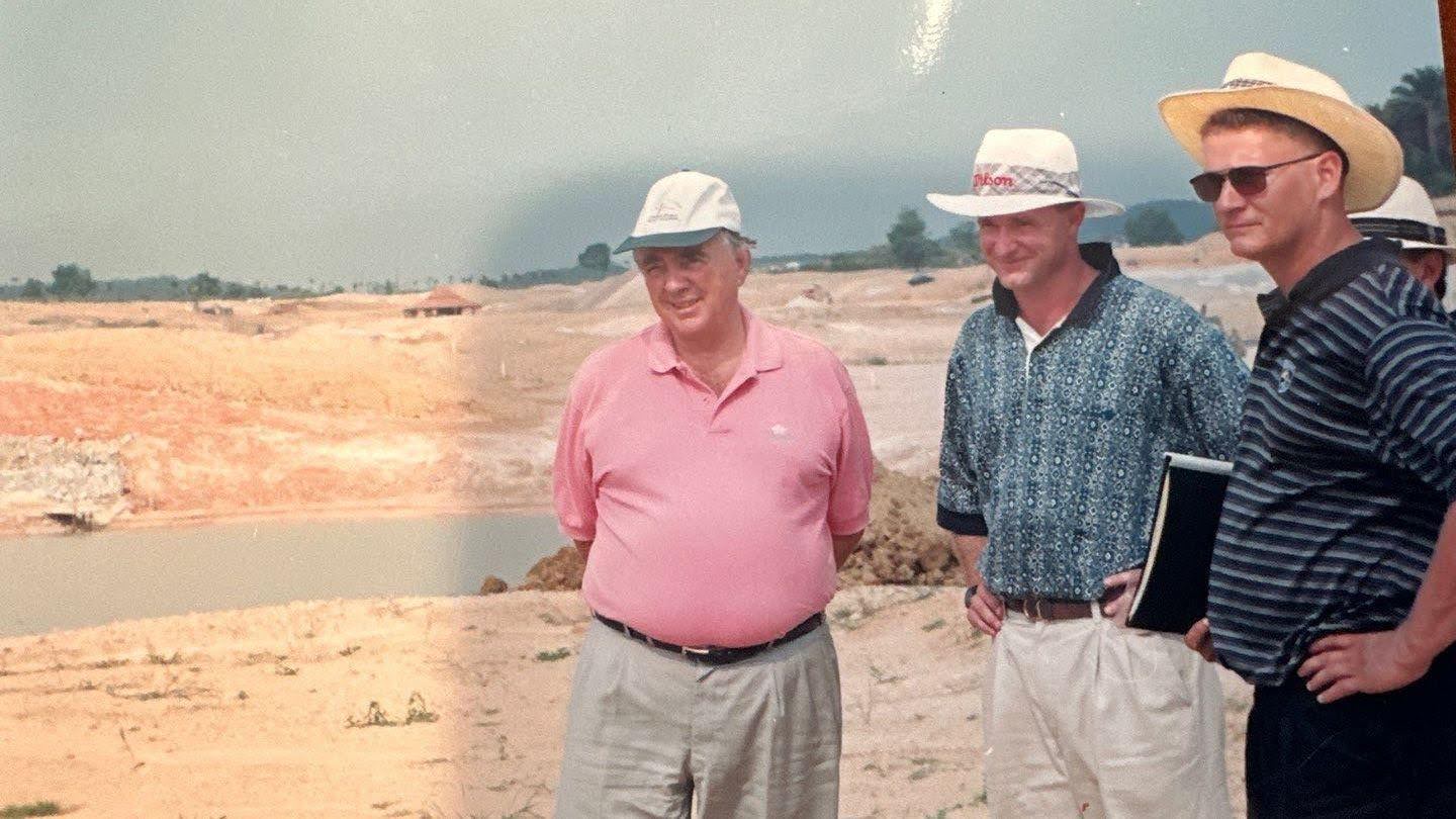 Robert Trent Jones Jr. and Jeff at construction of Pulai Springs Golf resort, Johor Baru, Malaysia 1996